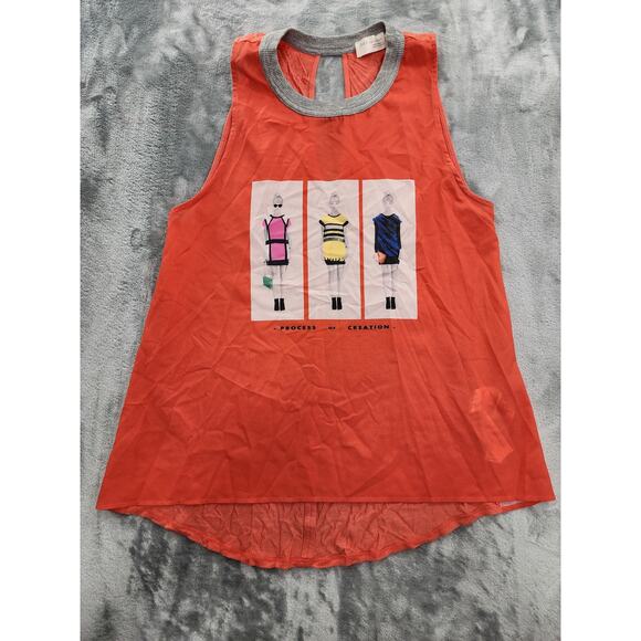 Zara W&B Collection Mixed Media High Low Tank Size M Orange Process of Creation - Picture 1 of 9